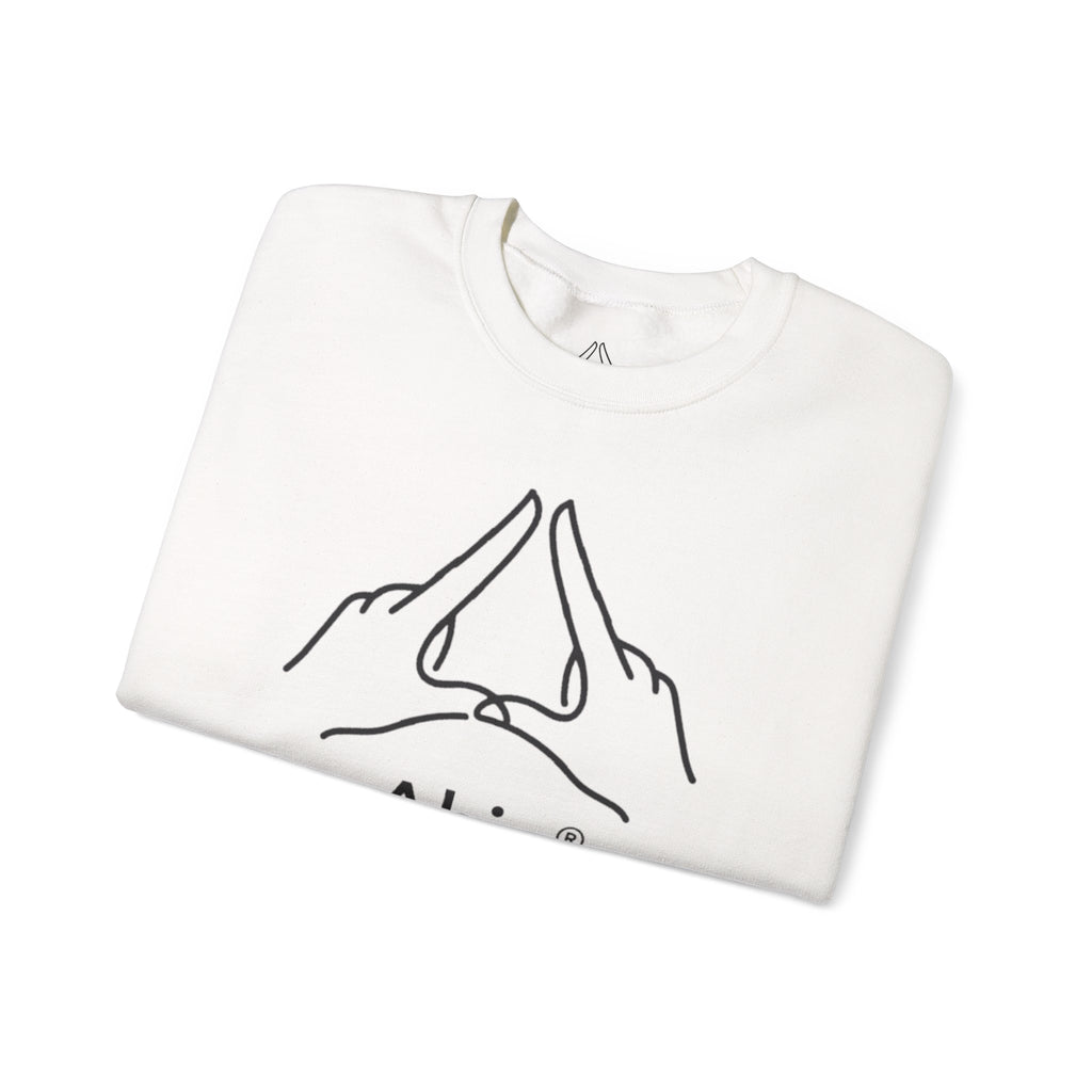 Ahio Hand Gesture Crewneck Sweatshirt — Minimal Line Art Pullover