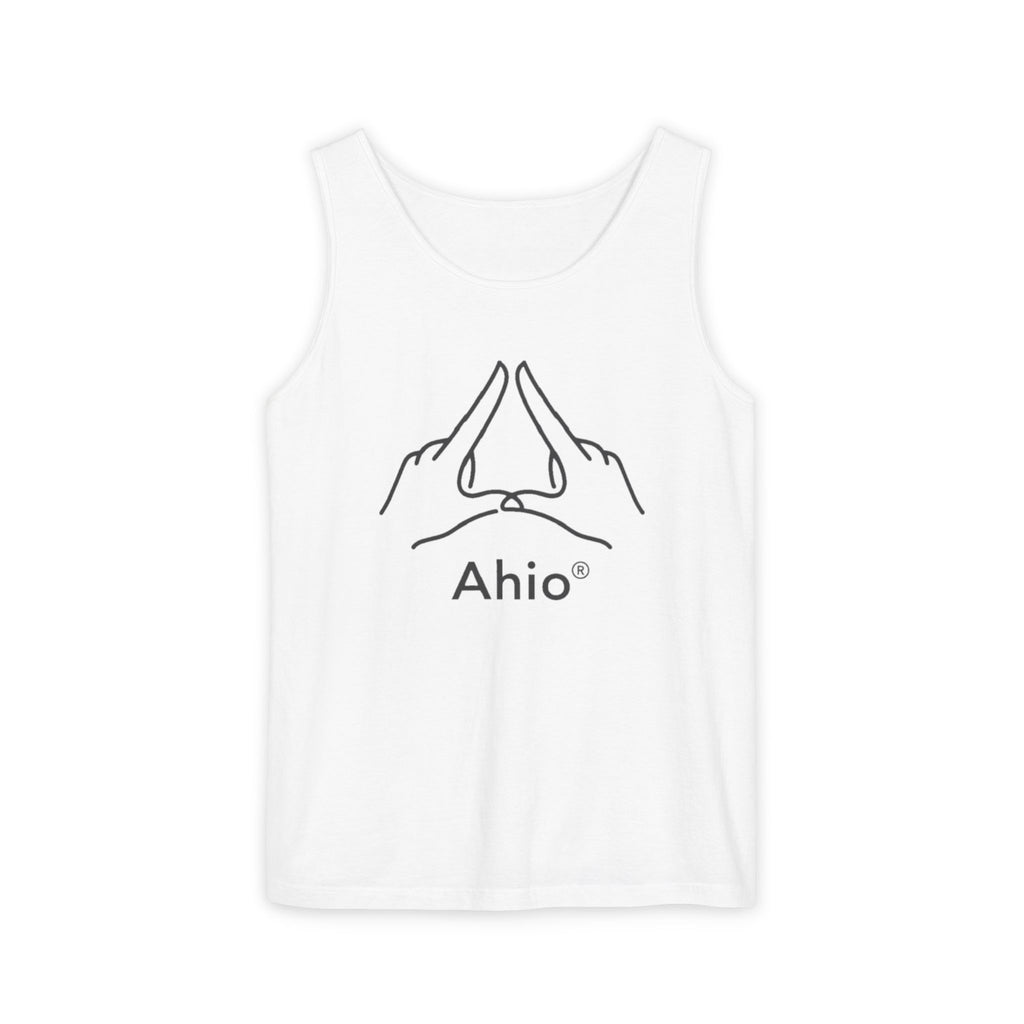 Ahio Tank Top — Minimal Hand Sign Graphic Cotton Tank