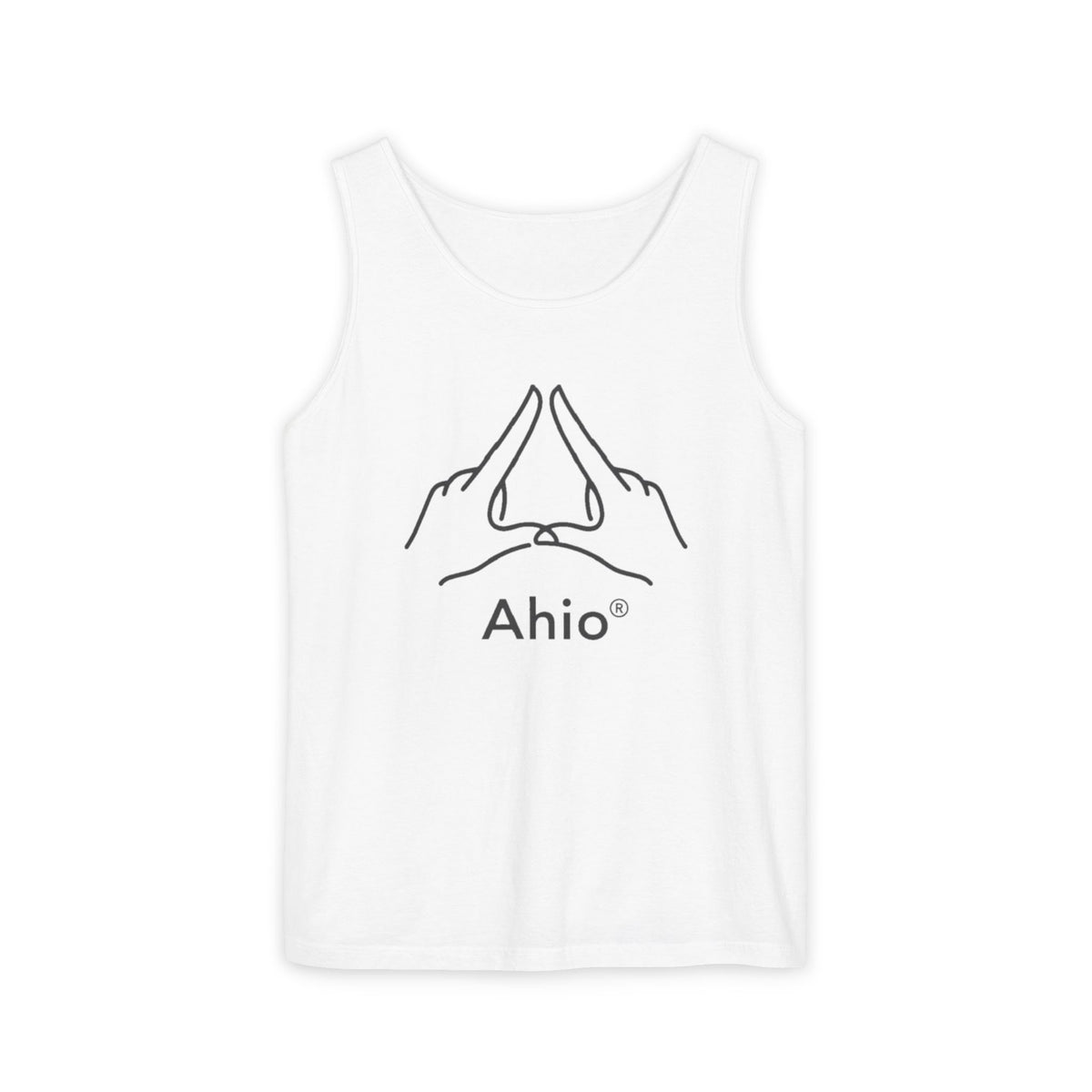 Ahio Tank Top — Minimal Hand Sign Graphic Cotton Tank