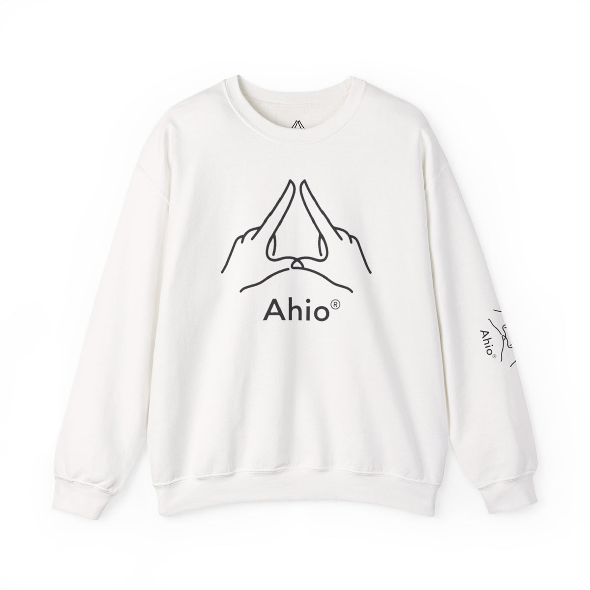 Ahio Hand Gesture Crewneck Sweatshirt — Minimal Line Art Pullover