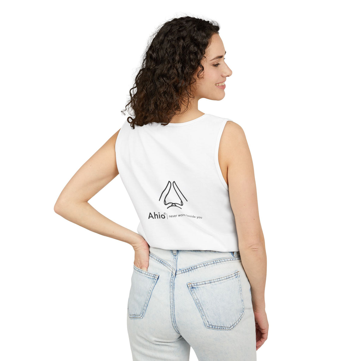 Ahio Tank Top — Minimal Hand Sign Graphic Cotton Tank